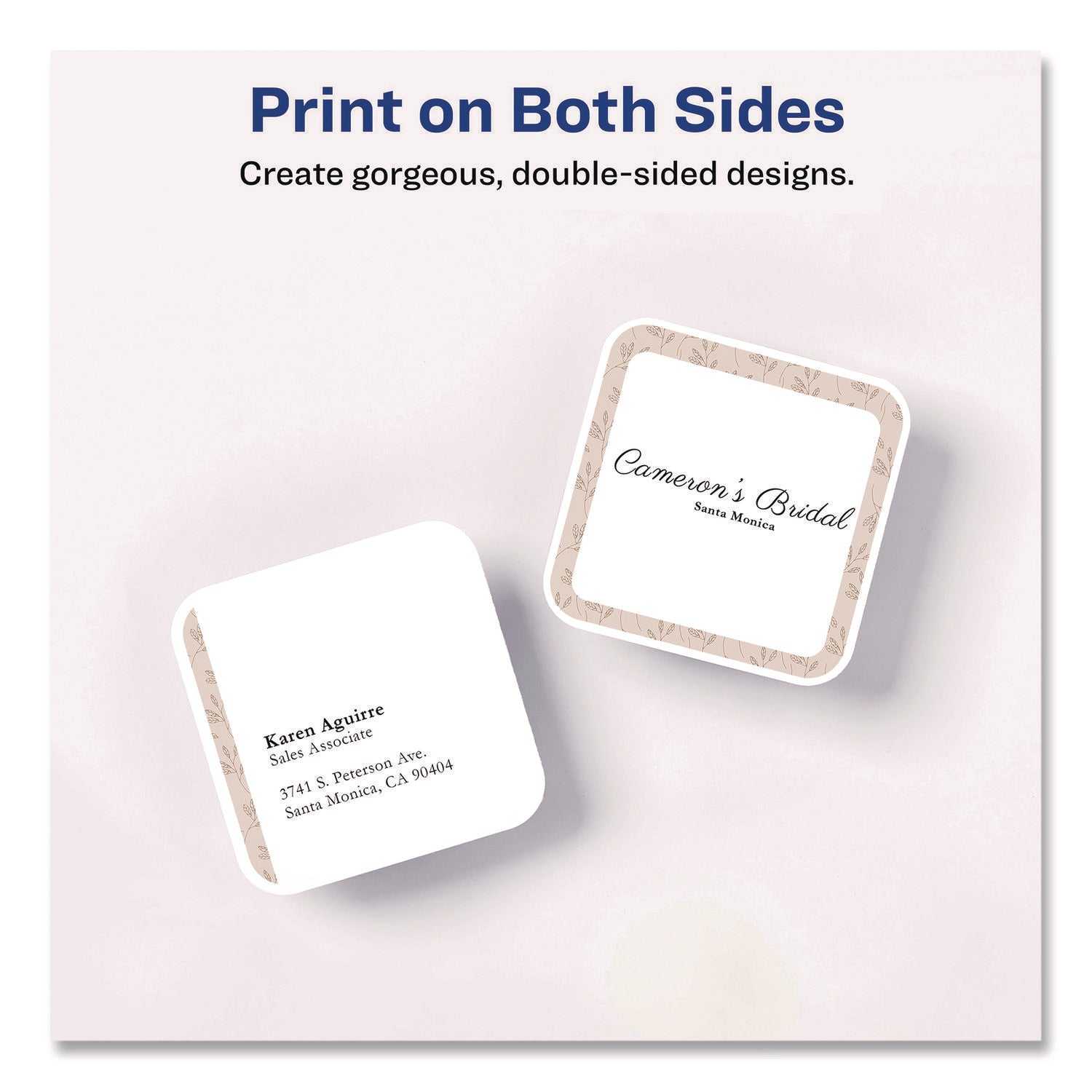Avery Clean Edge Square Cards, Rounded Corners, 2.5" x 2.5" (35702) - 110 Brightness - 8 1/2" x 11" - 93 lb Basis Weight - 254 g/m2 Grammage - Matte - 180 / Pack - Printable, Rounded Corner, Die-cut, Smooth Edge, Print-to-the-edge, Perforat