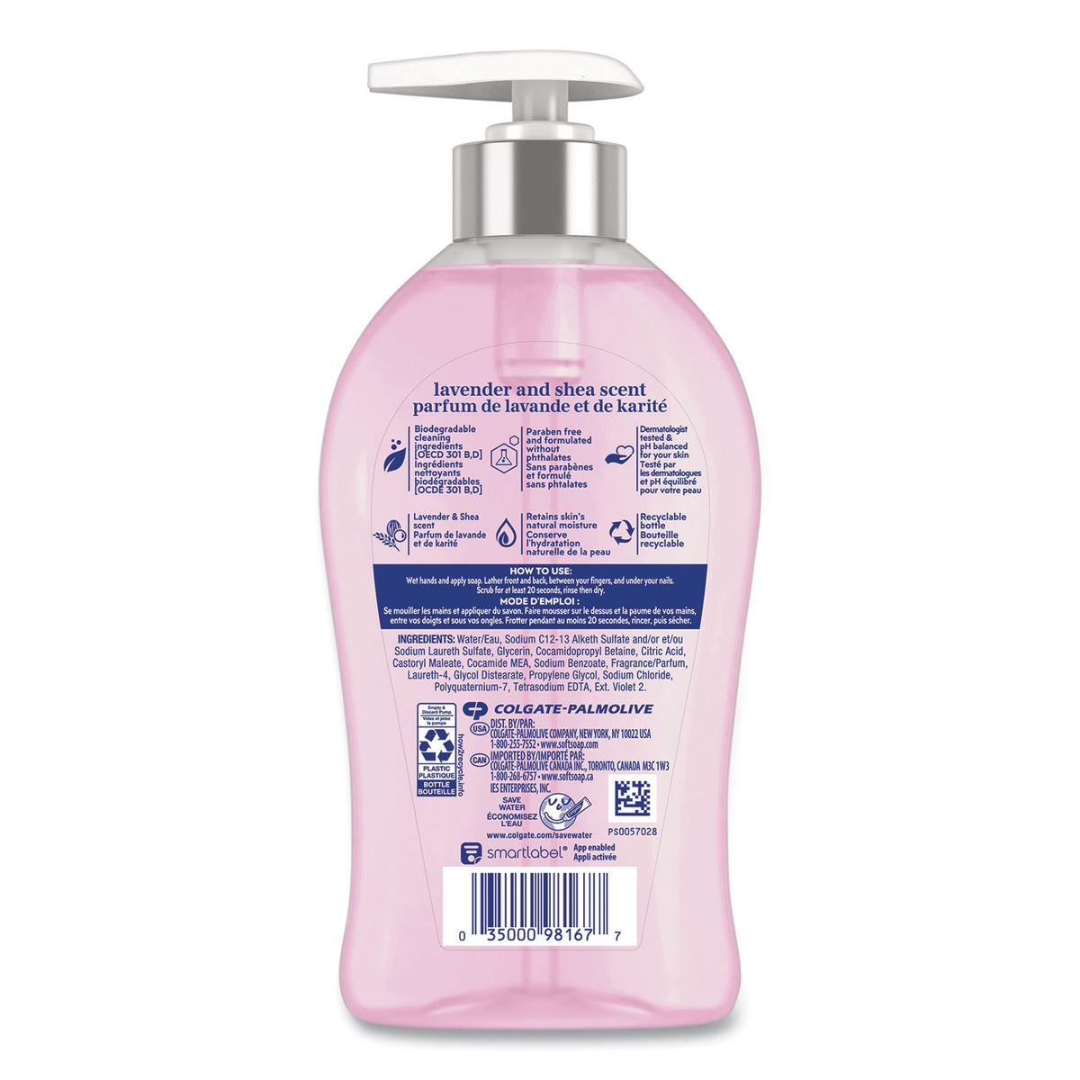 Softsoap Lavender Hand Soap - Lavender & Shea Butter ScentFor - 11.3 fl oz (332.7 mL) - Pump Bottle Dispenser - Bacteria Remover, Dirt Remover - Hand, Skin - Moisturizing - Purple - Refillable, Recyclable, Paraben-free, Phthalate-free, Biodegradable
