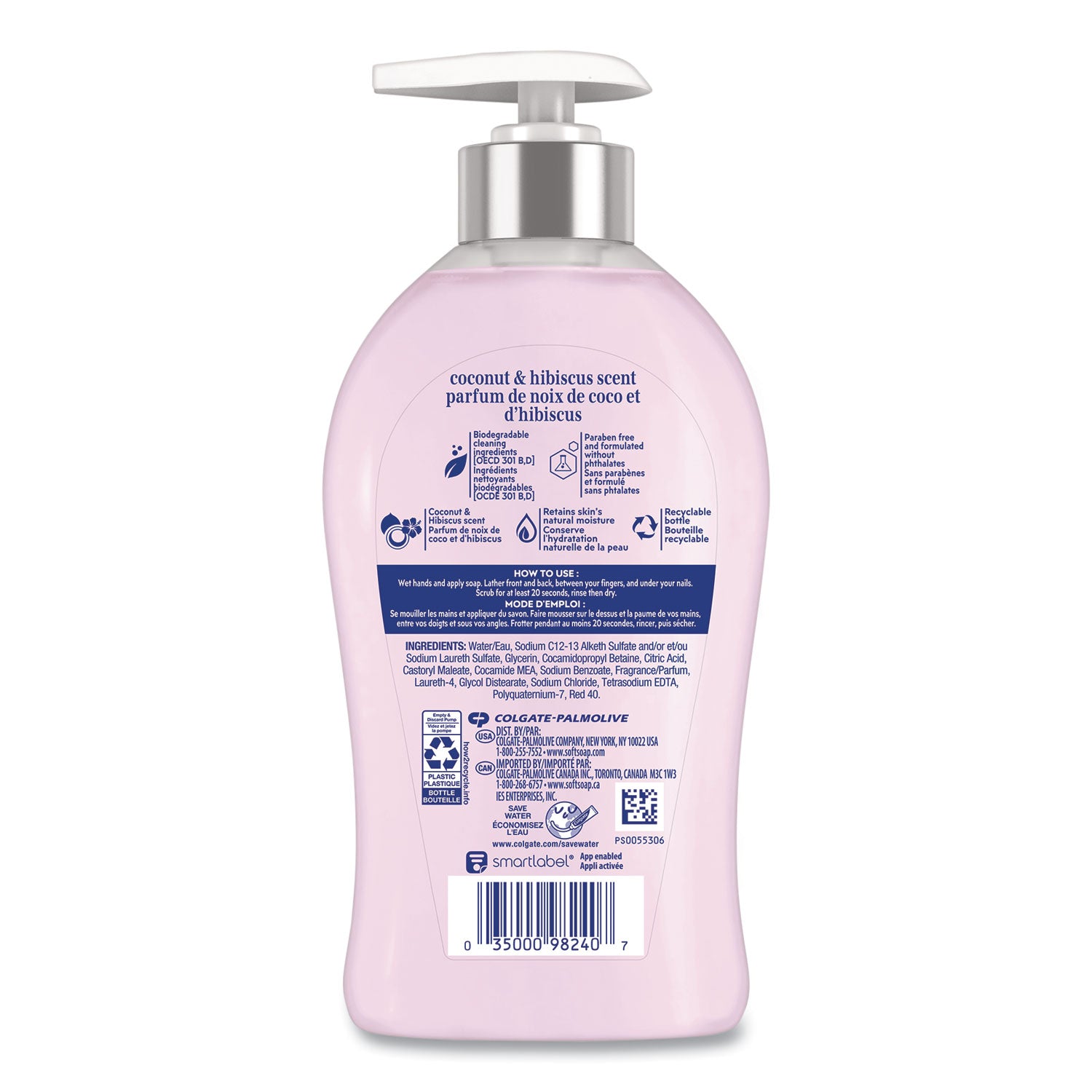 Softsoap Coconut Hand Soap - Coconut & Hibiscus ScentFor - 11.3 fl oz (332.7 mL) - Pump Bottle Dispenser - Bacteria Remover, Dirt Remover - Hand, Skin - Moisturizing - Refillable, Recyclable, Paraben-free, Phthalate-free, Biodegradable - 1 Each