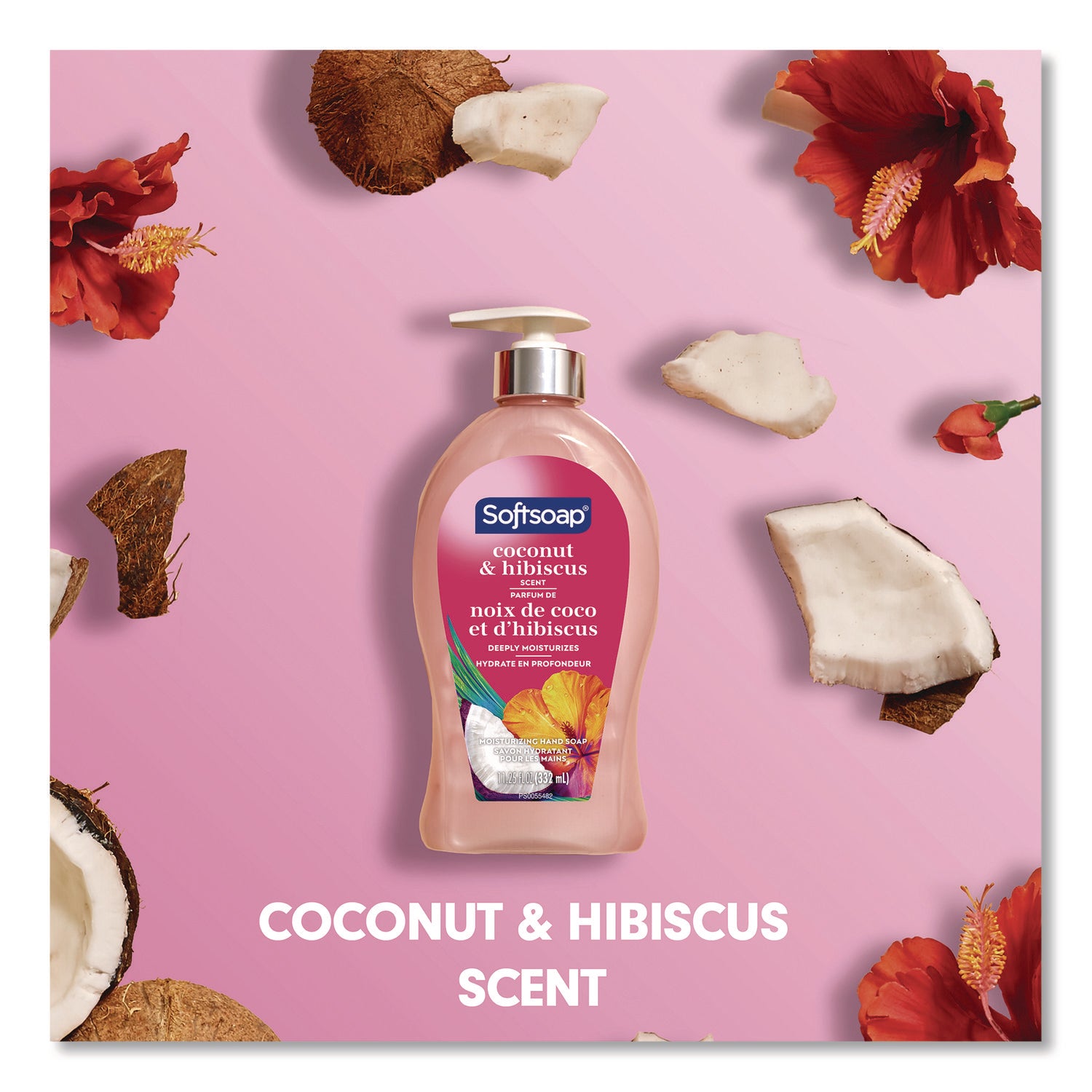 Softsoap Coconut Hand Soap - Coconut & Hibiscus ScentFor - 11.3 fl oz (332.7 mL) - Pump Bottle Dispenser - Bacteria Remover, Dirt Remover - Hand, Skin - Moisturizing - Refillable, Recyclable, Paraben-free, Phthalate-free, Biodegradable - 1 Each