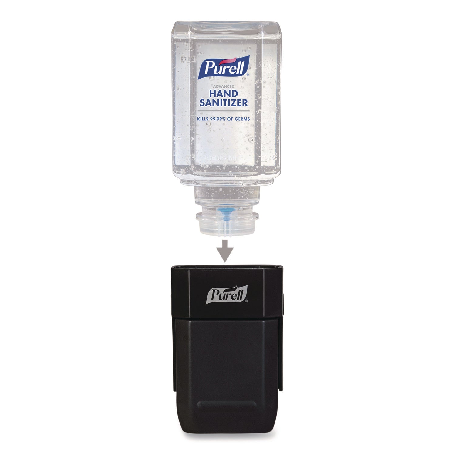 PURELL ES1 Dispenser Starter Kit (4424-D6) - Manual - 15.22 fl oz Capacity - Theft Proof, Durable, Compact, Dye-free, Push Button - Graphite - 6 / Carton