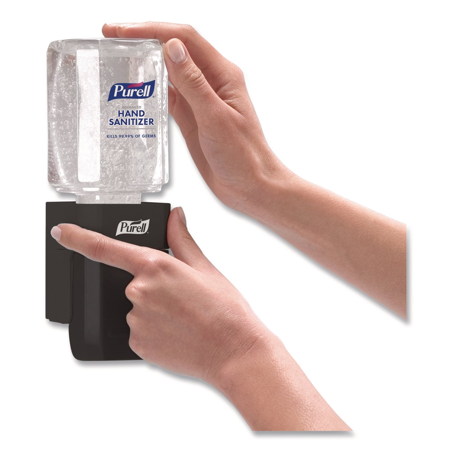 PURELL ES1 Dispenser Starter Kit (4424-D6) - Manual - 15.22 fl oz Capacity - Theft Proof, Durable, Compact, Dye-free, Push Button - Graphite - 6 / Carton