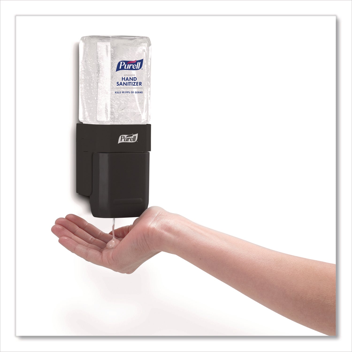 PURELL ES1 Dispenser Starter Kit (4424-D6) - Manual - 15.22 fl oz Capacity - Theft Proof, Durable, Compact, Dye-free, Push Button - Graphite - 6 / Carton