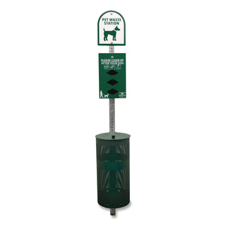 Tatco Dog Waste Station Trash Can - Rust Resistant - Powder Coated Aluminum - Green - 1 Each