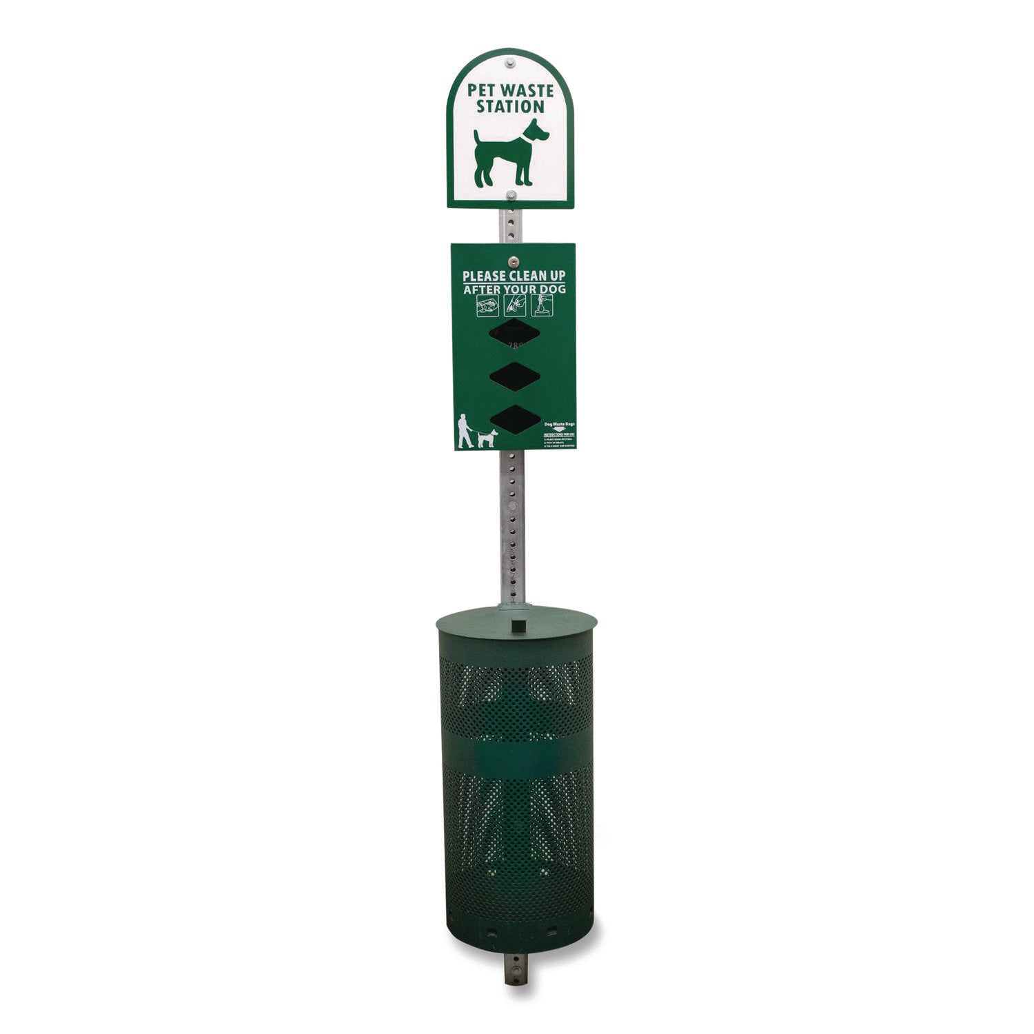 Tatco Dog Waste Station Trash Can - Rust Resistant - Powder Coated Aluminum - Green - 1 Each