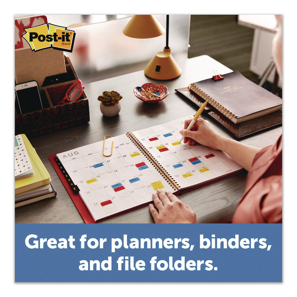 Post-it Alternating Tabs - 36 Tab(s) - 1" Tab Height x 1.50" Tab Width - Self-adhesive - Green Poly, Orange, Red, Yellow, Pink, Blue Tab(s) - 36 / Pack