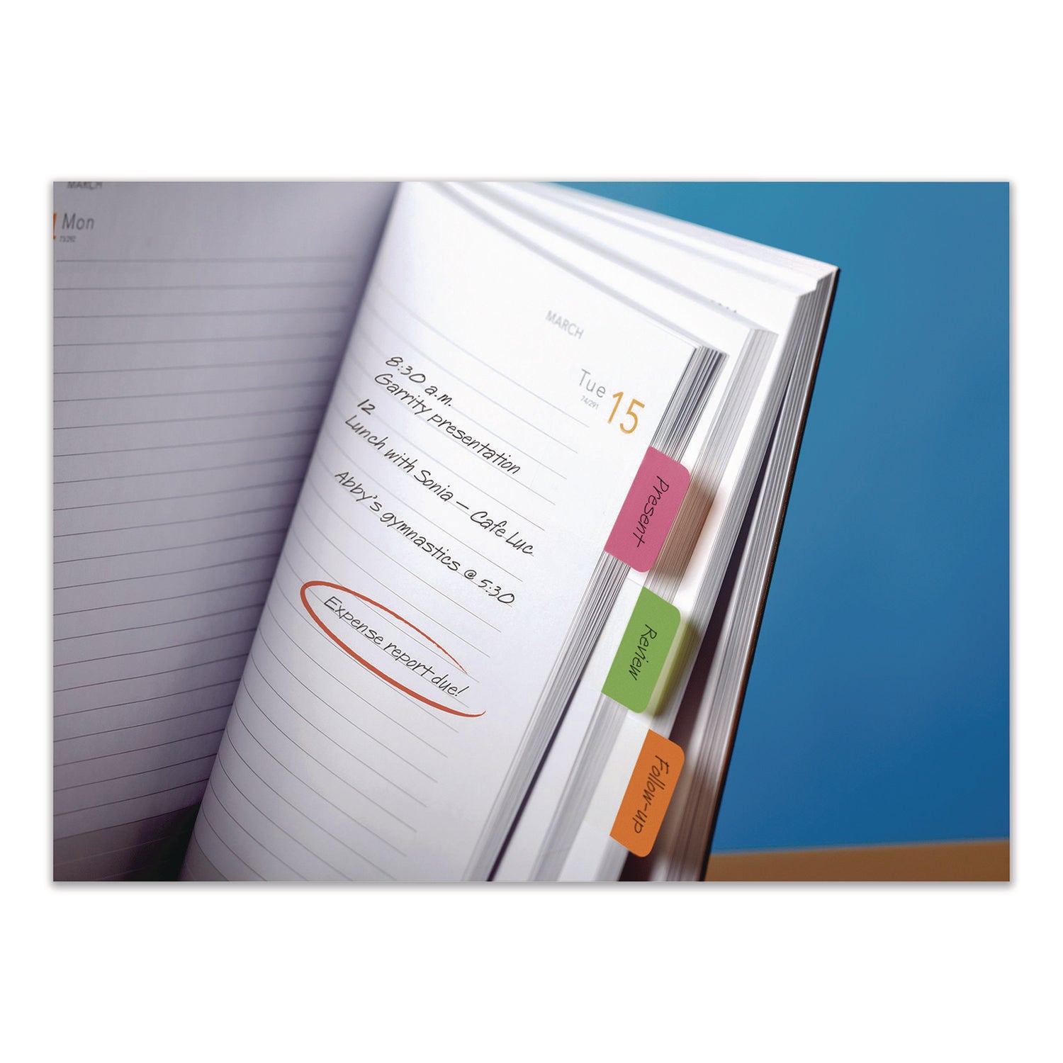 Post-it Alternating Tabs - 36 Tab(s) - 1" Tab Height x 1.50" Tab Width - Self-adhesive - Green Poly, Orange, Red, Yellow, Pink, Blue Tab(s) - 36 / Pack