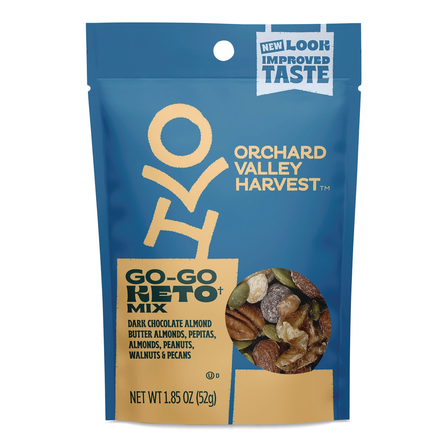 Orchard Valley Harvest Go-Go Keto Mix - Grain-free, Gluten-free, No Artificial Color, No Artificial Flavor, Preservative-free, Resealable Bag - Crunch, Walnut, Almond, Peanut, Blueberry - 1 Serving Bag - 1.85 oz - 14 / Carton