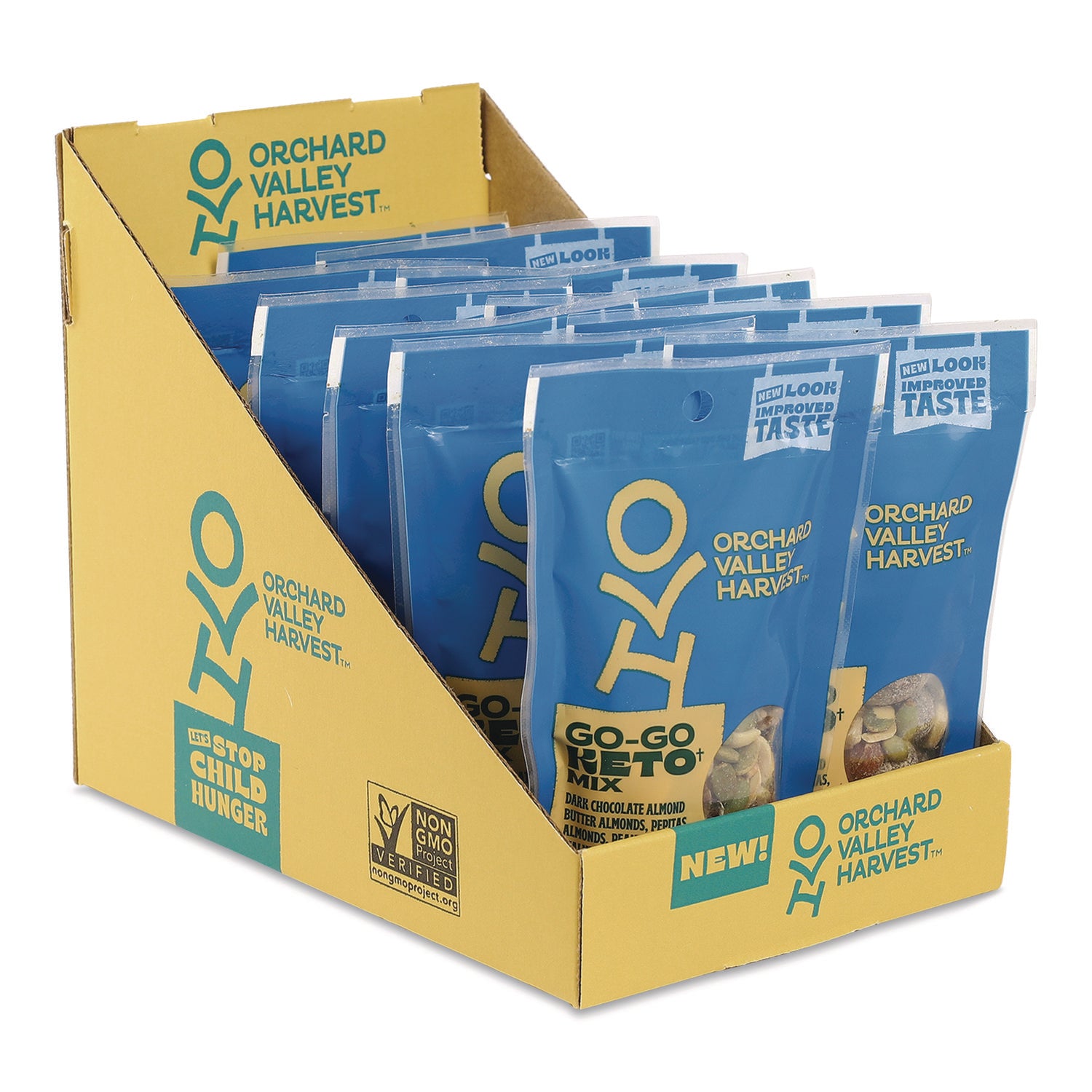 Orchard Valley Harvest Go-Go Keto Mix - Grain-free, Gluten-free, No Artificial Color, No Artificial Flavor, Preservative-free, Resealable Bag - Crunch, Walnut, Almond, Peanut, Blueberry - 1 Serving Bag - 1.85 oz - 14 / Carton