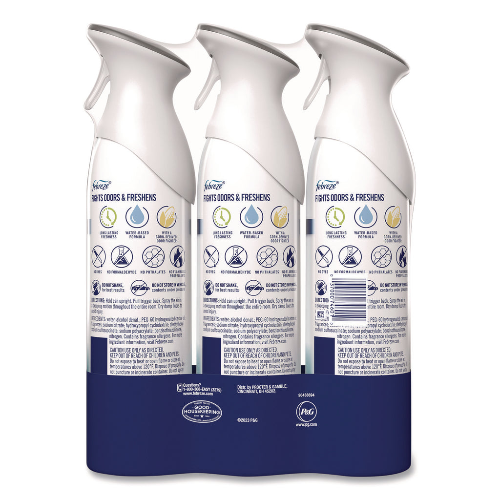Febreze Air Freshener Spray - Spray - 8.8 fl oz (0.3 quart) - Crisp Clean - 3 / Pack - Odor Neutralizer, VOC-free, Heavy Duty
