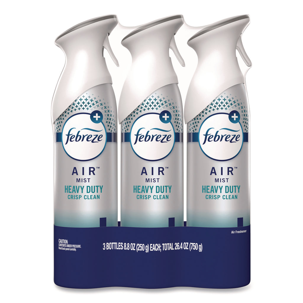 Febreze Air Freshener Spray - Spray - 8.8 fl oz (0.3 quart) - Crisp Clean - 3 / Pack - Odor Neutralizer, VOC-free, Heavy Duty