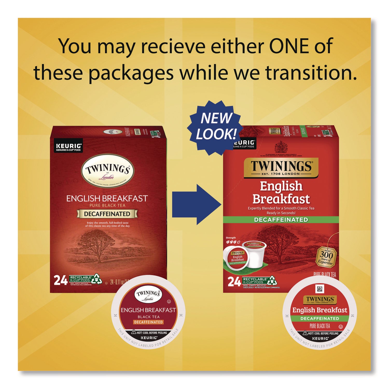 Twinings of London Decaf English Breakfast Black Tea K-Cup