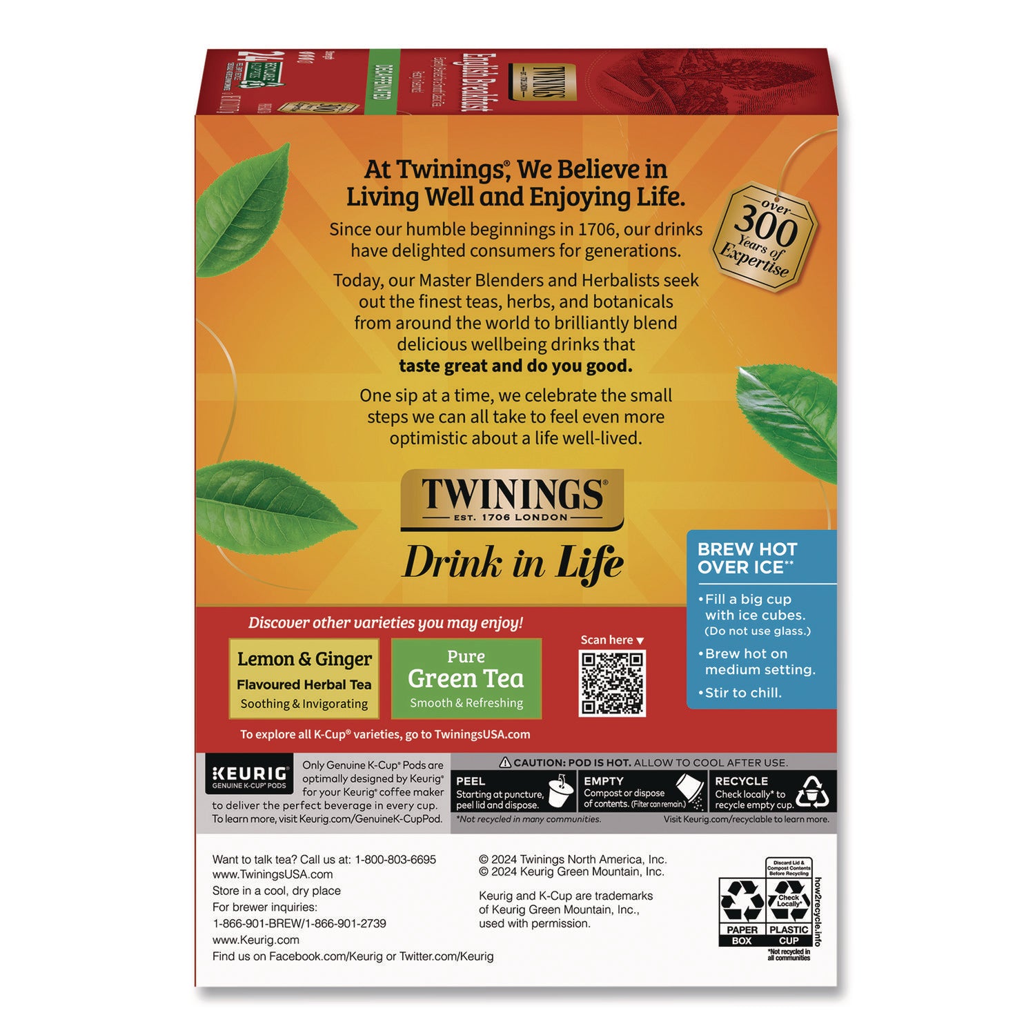 Twinings of London Decaf English Breakfast Black Tea K-Cup
