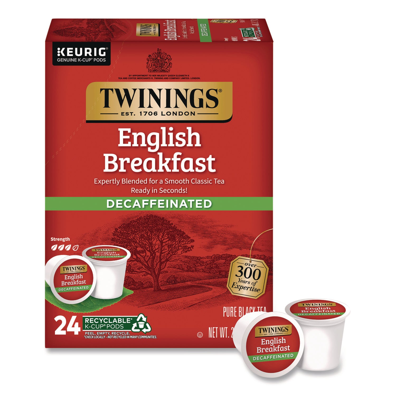 Twinings of London Decaf English Breakfast Black Tea K-Cup