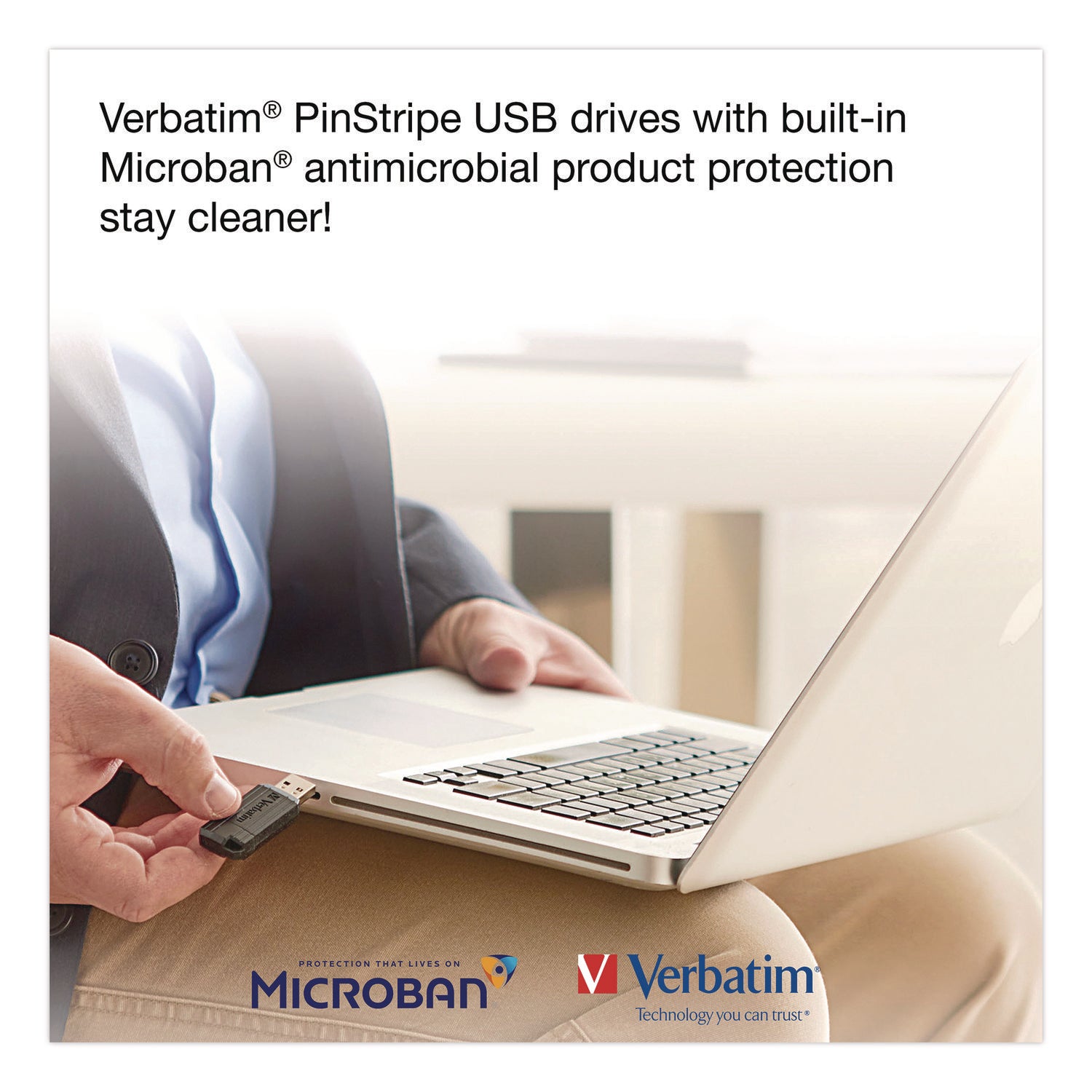 Microban 64GB PinStripe USB Flash Drive - Business 10pk - Black - 64 GB - USB 2.0 Type A - Black - 10 / Pack