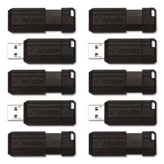 Microban 64GB PinStripe USB Flash Drive - Business 10pk - Black - 64 GB - USB 2.0 Type A - Black - 10 / Pack