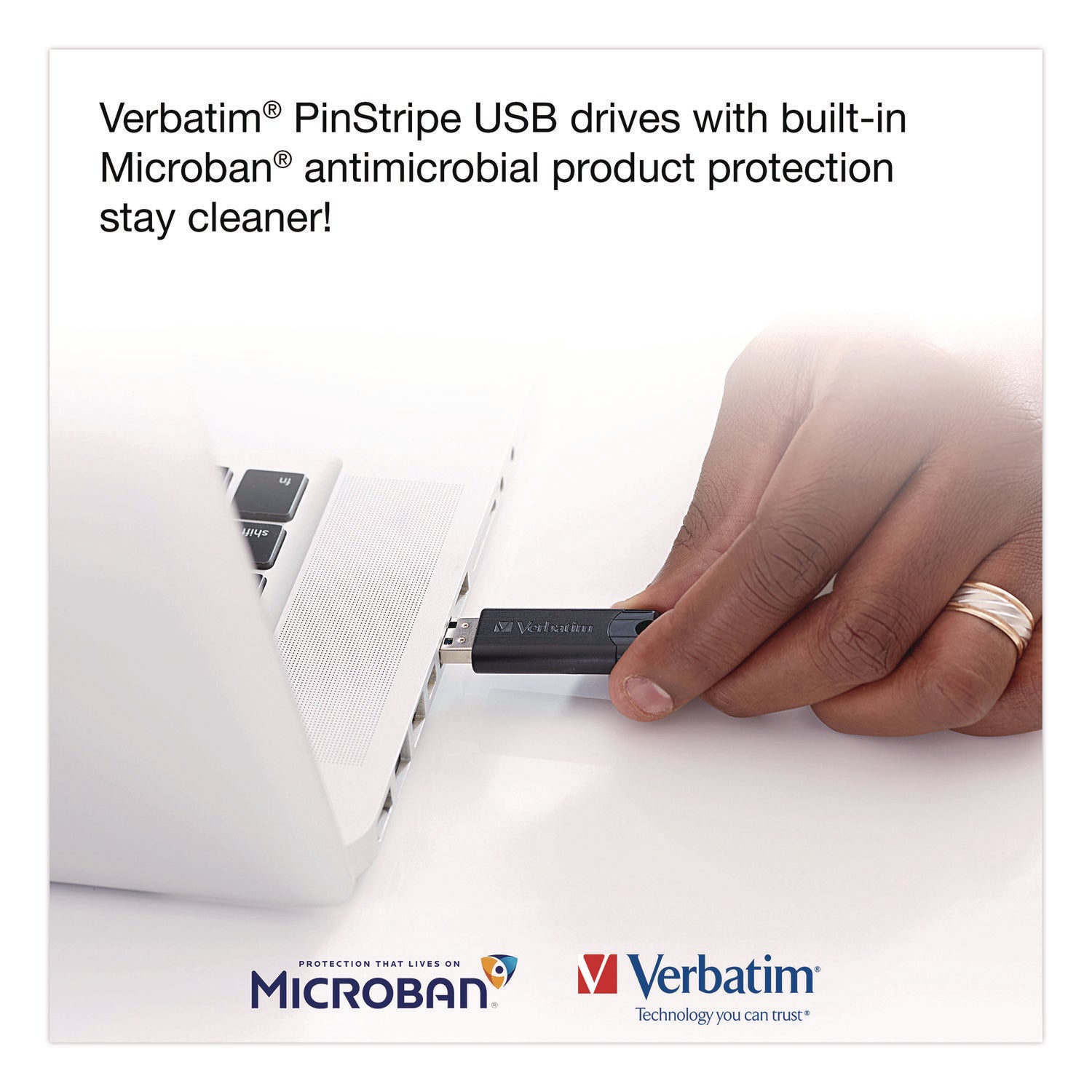 Microban 32GB PinStripe USB 3.2 Flash Drive Business Pack - 32 GB - USB 3.2 (Gen 1) Type A - Black - Lifetime Warranty - 10 / Pack