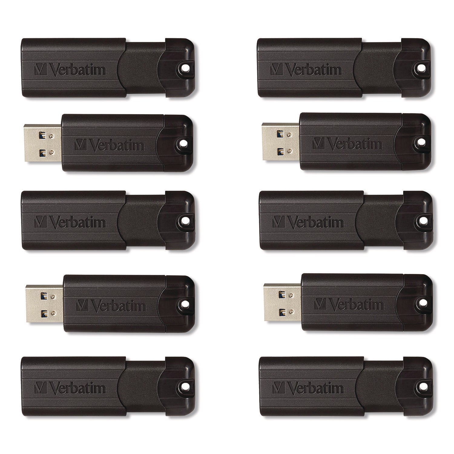 Microban 32GB PinStripe USB 3.2 Flash Drive Business Pack - 32 GB - USB 3.2 (Gen 1) Type A - Black - Lifetime Warranty - 10 / Pack