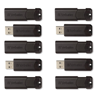 Microban 32GB PinStripe USB 3.2 Flash Drive Business Pack - 32 GB - USB 3.2 (Gen 1) Type A - Black - Lifetime Warranty - 10 / Pack