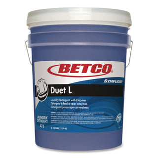 Betco Symplicity Duet L Detergent With Bleach Alternative, 5 Gallon - Ready-To-Use - 640 fl oz (20 quart) - 720 oz (45 lb) - Fresh Scent - Washable, Temperature Resistant, Color Safe, Dirt Resistant, Stain Resistant, Low VOC, EDTA-free, APE-free, NPE