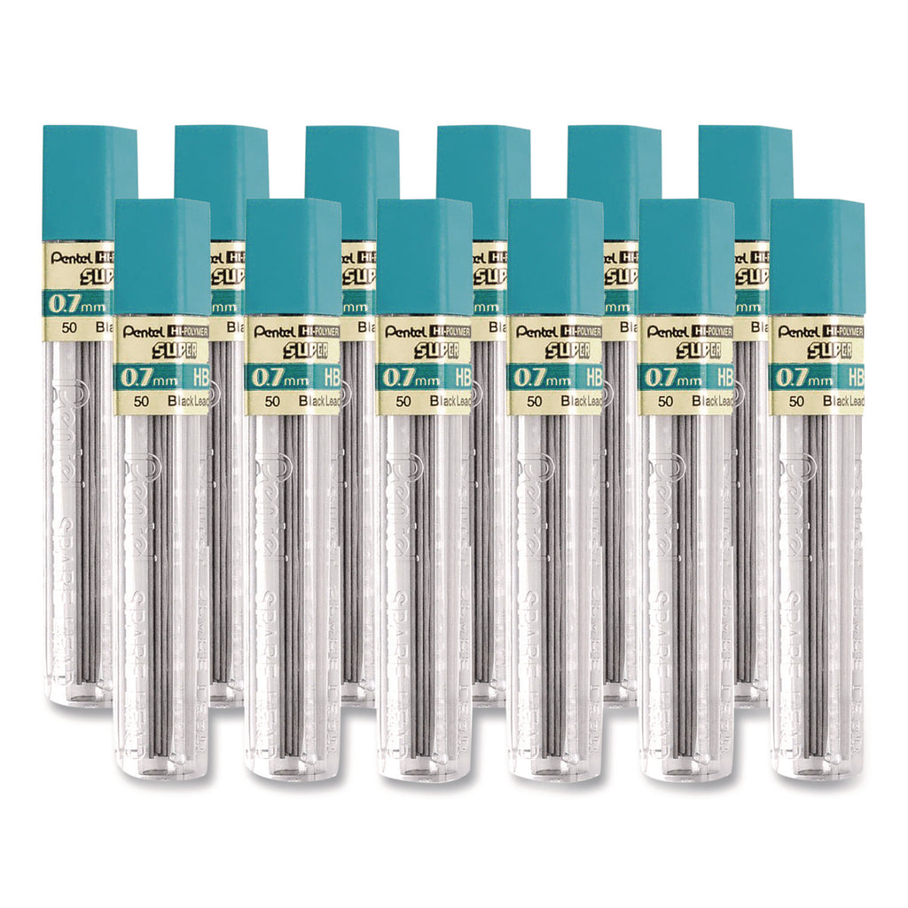 Pentel Super Hi-Polymer Leads - 0.7 mmMedium Point - HB - Black - 144 / Box