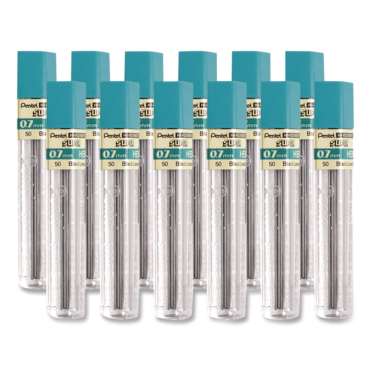 Pentel Super Hi-Polymer Leads - 0.7 mmMedium Point - HB - Black - 144 / Box