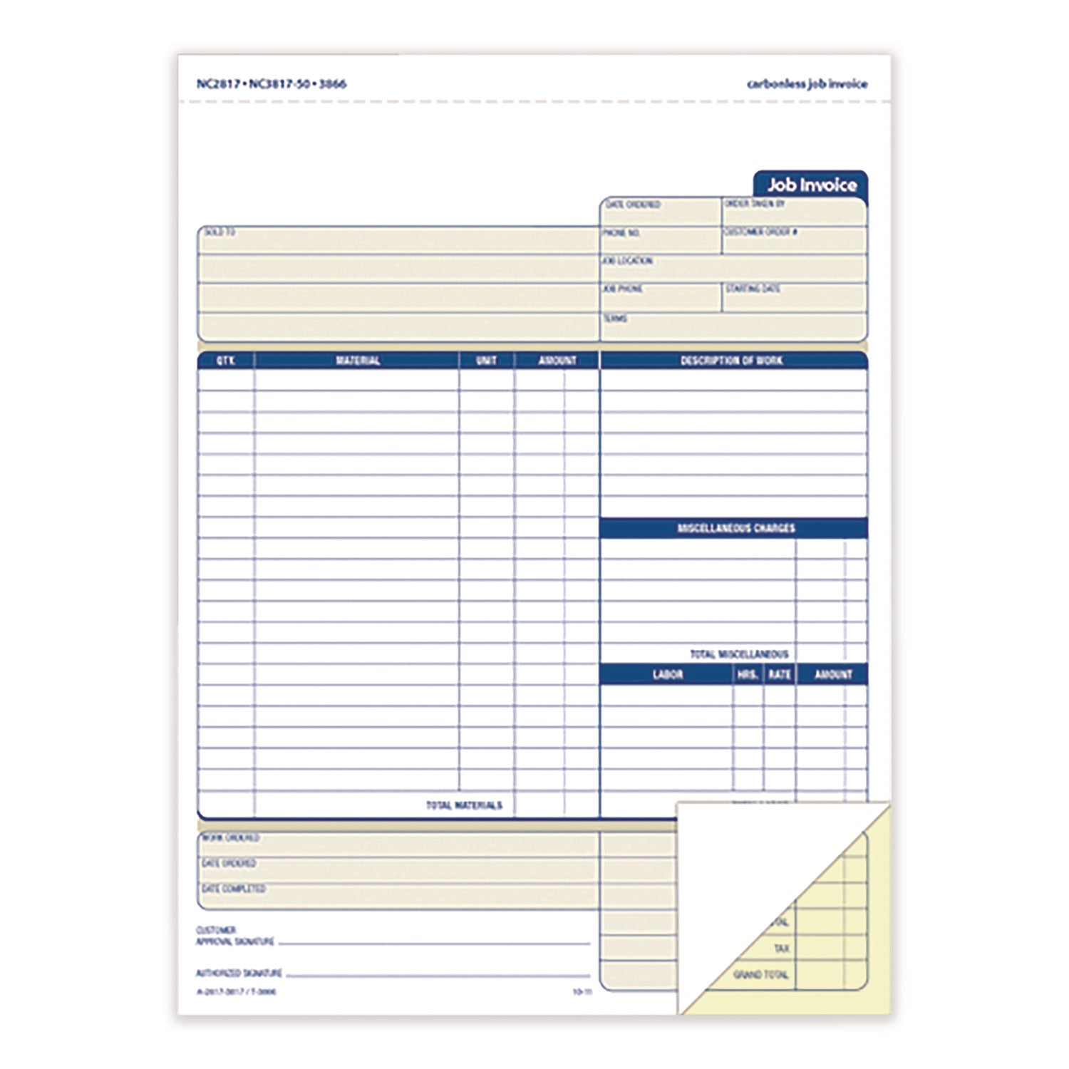 Adams Contractor Forms - 100 Sheet(s) - 2 PartCarbonless Copy - 8.50" x 11.43" Form Size - White - 1 Each