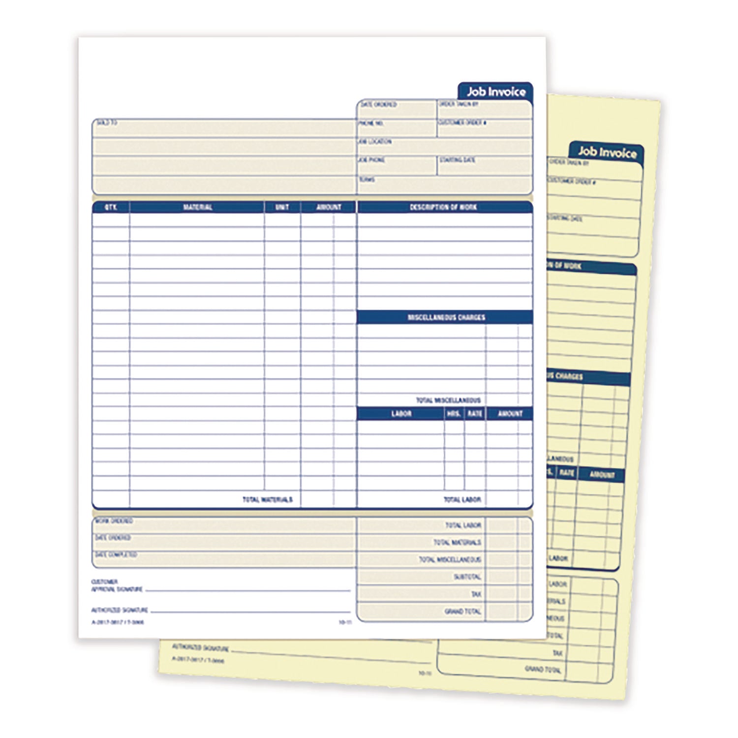 Adams Contractor Forms - 100 Sheet(s) - 2 PartCarbonless Copy - 8.50" x 11.43" Form Size - White - 1 Each