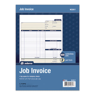 Adams Contractor Forms - 100 Sheet(s) - 2 PartCarbonless Copy - 8.50" x 11.43" Form Size - White - 1 Each