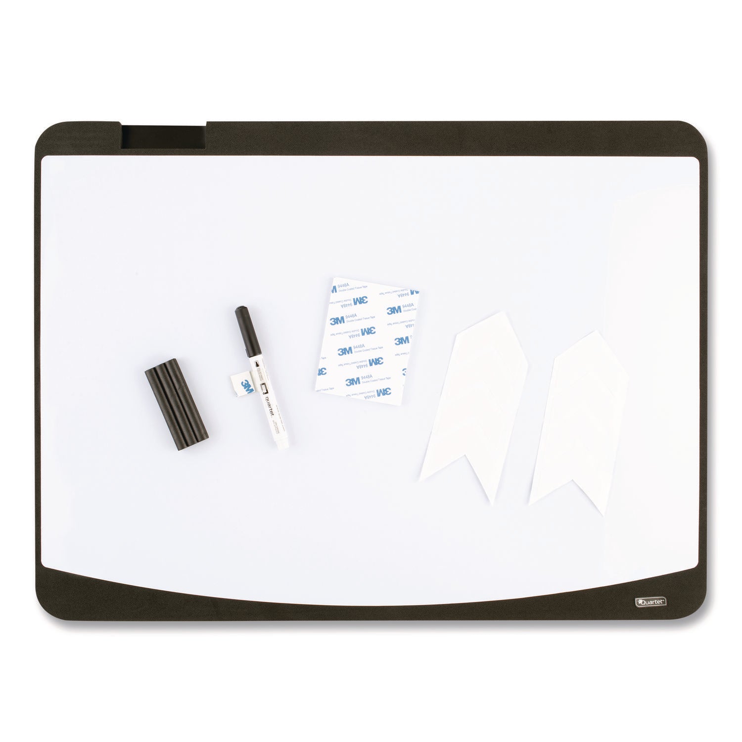 Tack and Write Board, 25.5 x 17.5, Black/White Surface, Black Plastic Frame