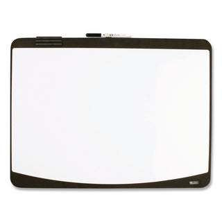 Tack and Write Board, 25.5 x 17.5, Black/White Surface, Black Plastic Frame