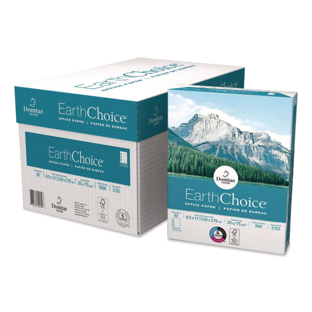 EarthChoice Office Paper - White - Letter - 8 1/2" x 11" - 20 lb Basis Weight - 5000 / Carton - White