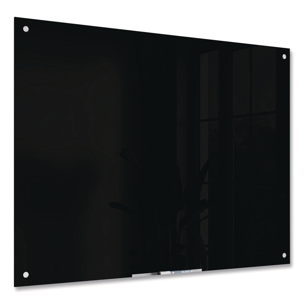 Glass Dry Erase Board, 47 x 35, Black Surface