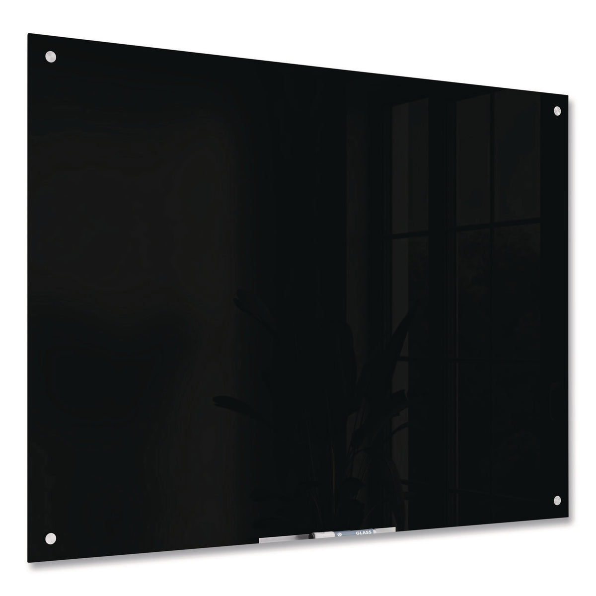 Glass Dry Erase Board, 47 x 35, Black Surface