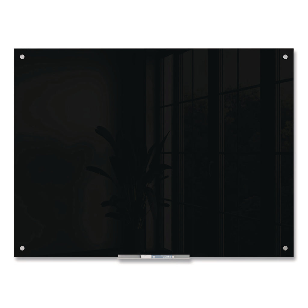 Glass Dry Erase Board, 47 x 35, Black Surface