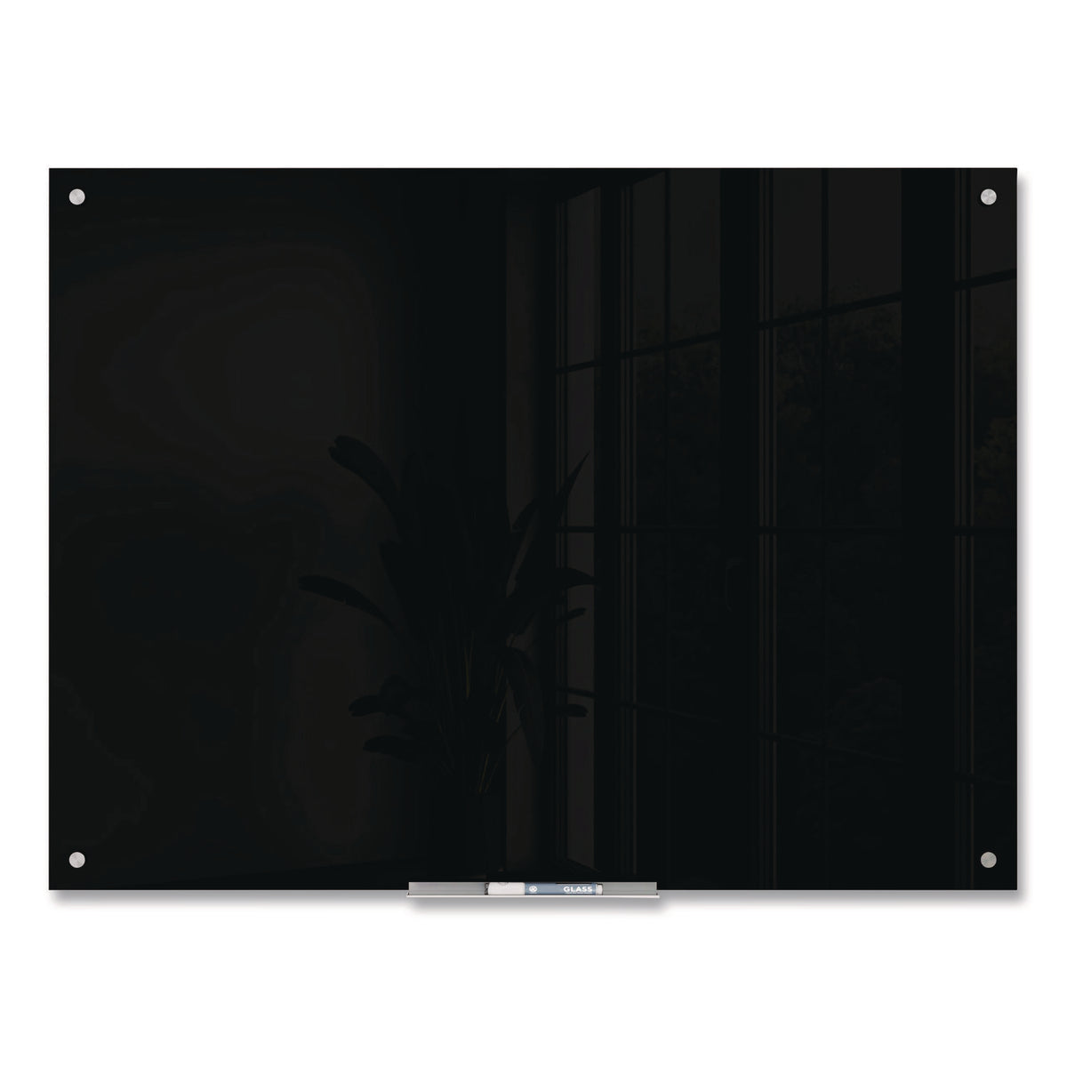 Glass Dry Erase Board, 47 x 35, Black Surface