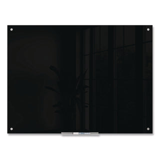 Glass Dry Erase Board, 47 x 35, Black Surface