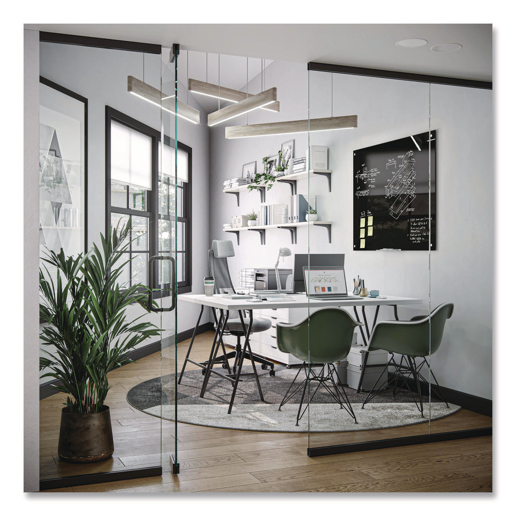 Glass Dry Erase Board, 47 x 35, Black Surface