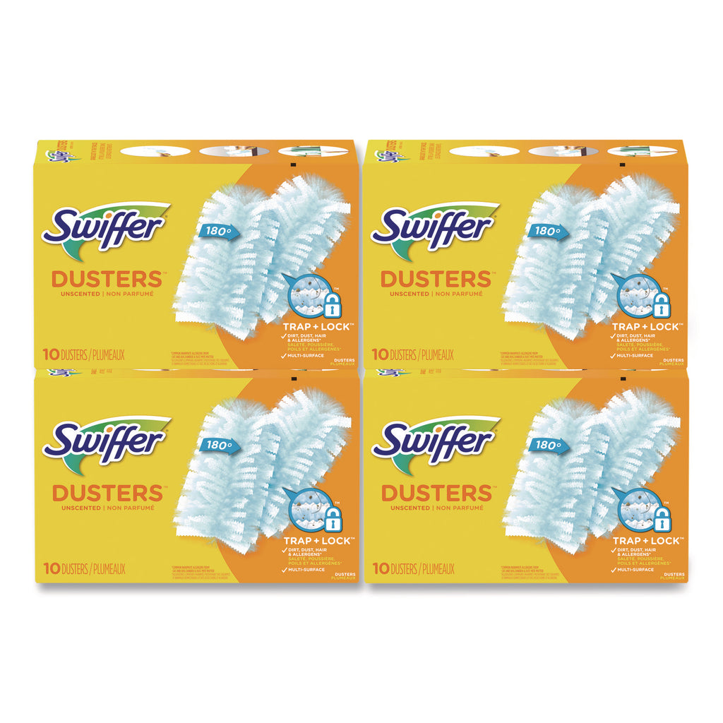 Refill Dusters, Dust Lock Fiber, Light Blue, Unscented, 10/Box, 4 Box/Carton