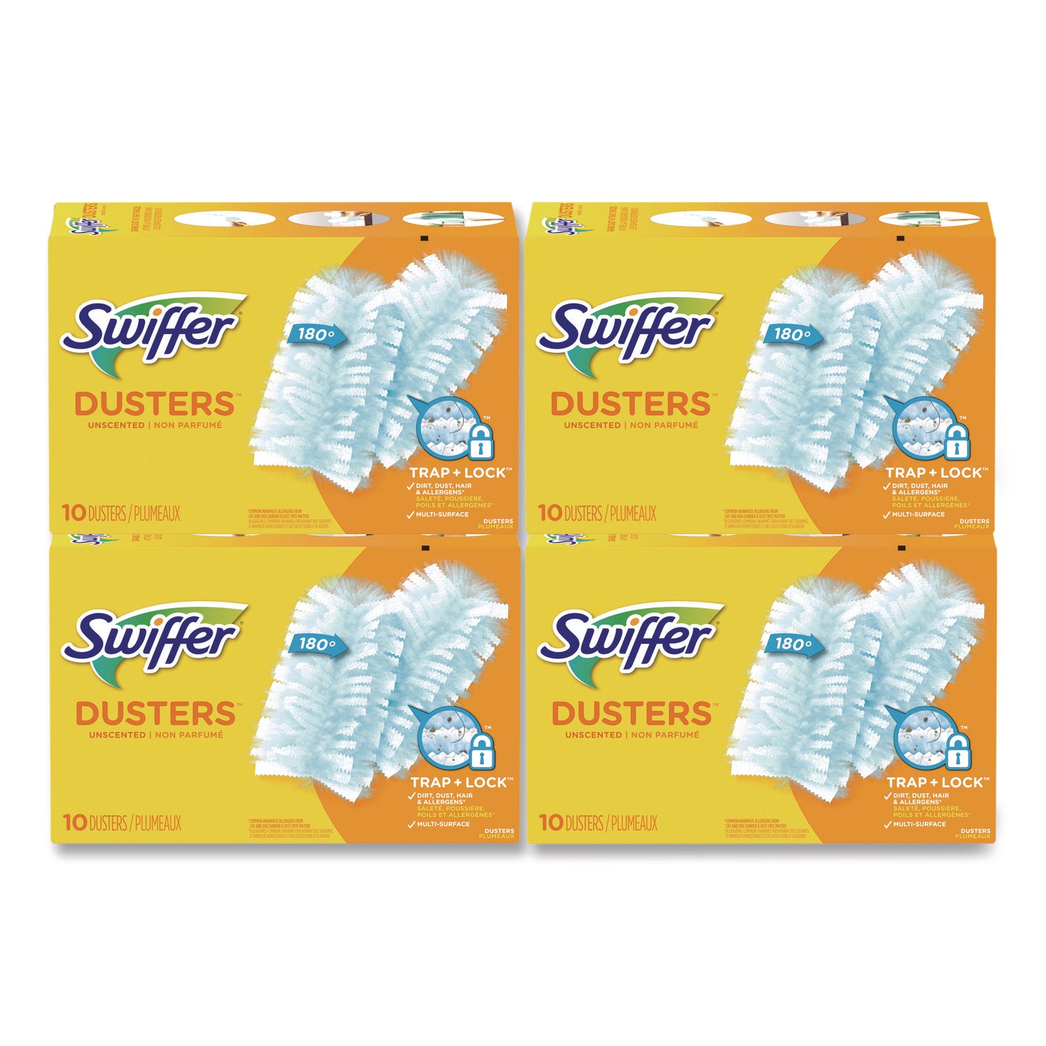 Refill Dusters, Dust Lock Fiber, Light Blue, Unscented, 10/Box, 4 Box/Carton