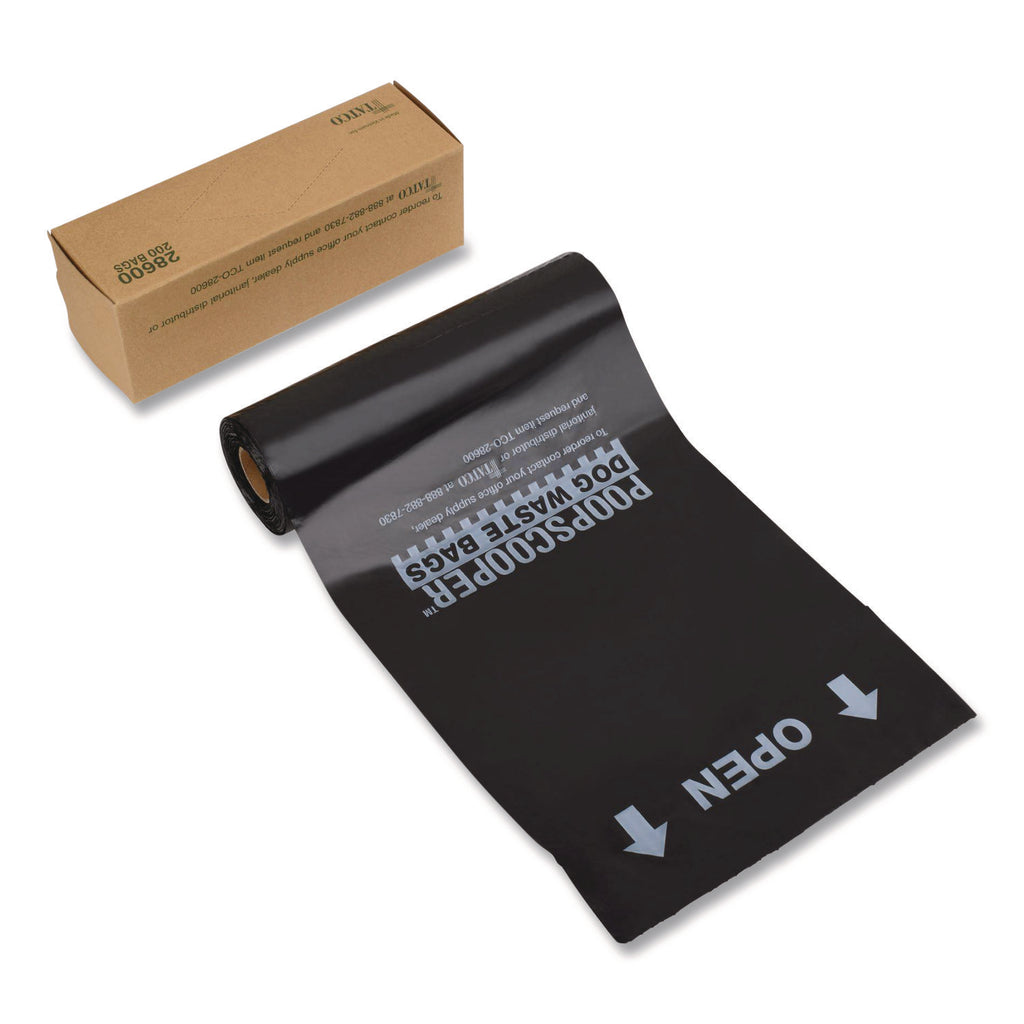 Tatco Dog Waste Station Refill Bags - Black - 10/Carton - 200 Per Box - Waste Disposal, Office, Park, Home