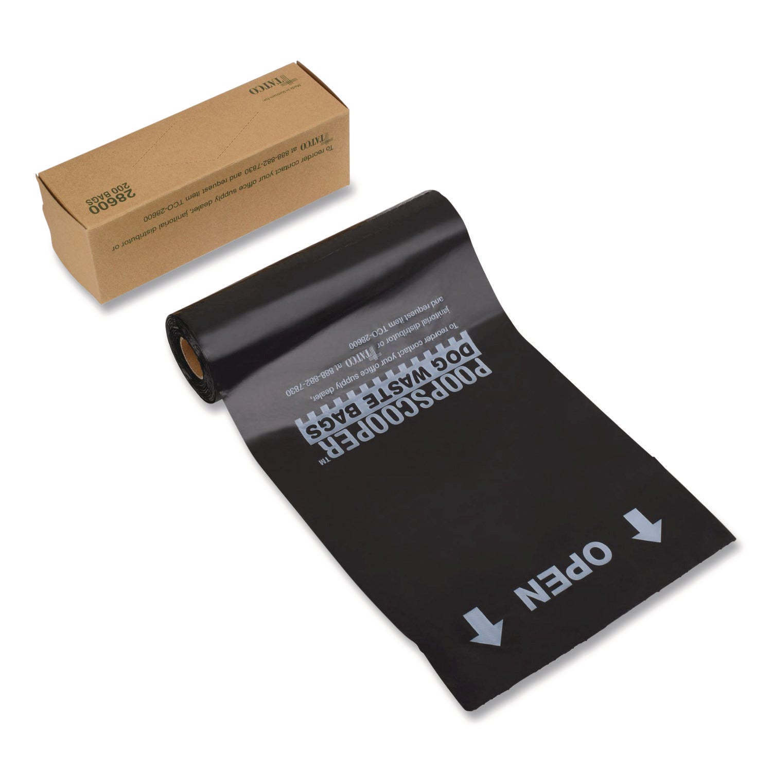Tatco Dog Waste Station Refill Bags - Black - 10/Carton - 200 Per Box - Waste Disposal, Office, Park, Home