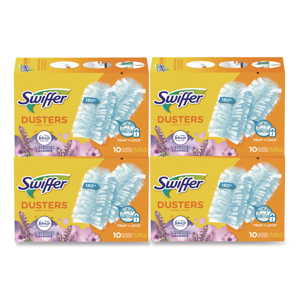 Refill Dusters, DustLock Fiber, Light Blue, Lavender Vanilla Scent,10/Box,4 Boxes/Carton
