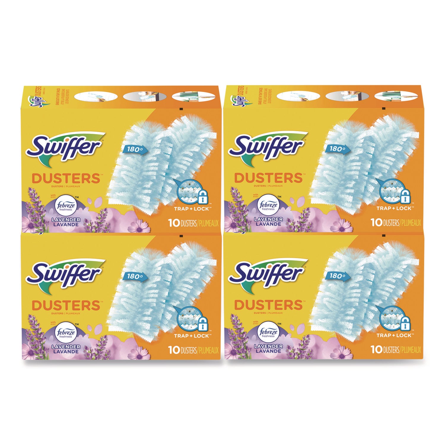Refill Dusters, DustLock Fiber, Light Blue, Lavender Vanilla Scent,10/Box,4 Boxes/Carton