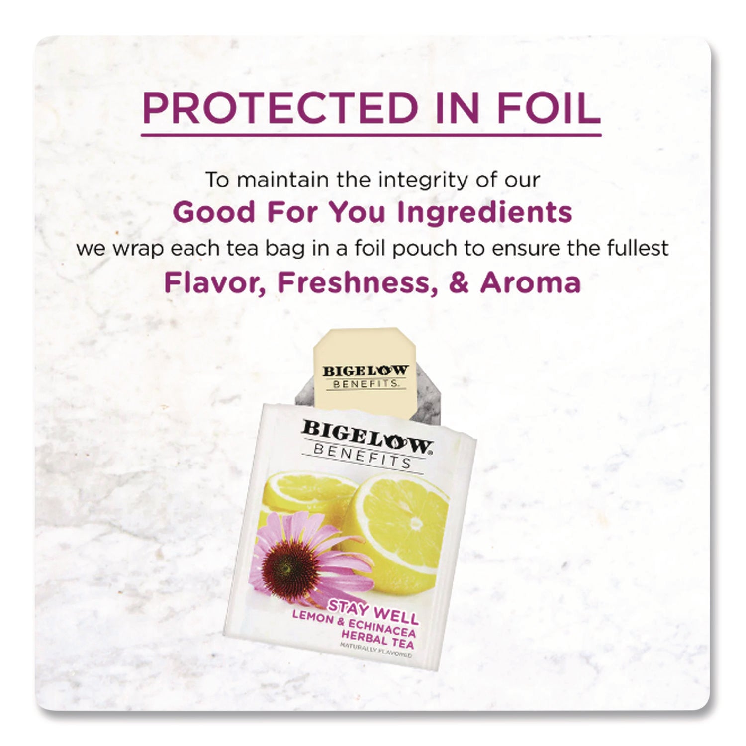 Benefits Lemon and Echinacea Herbal Tea Bags, 0.6 oz Tea Bag, 18/Box