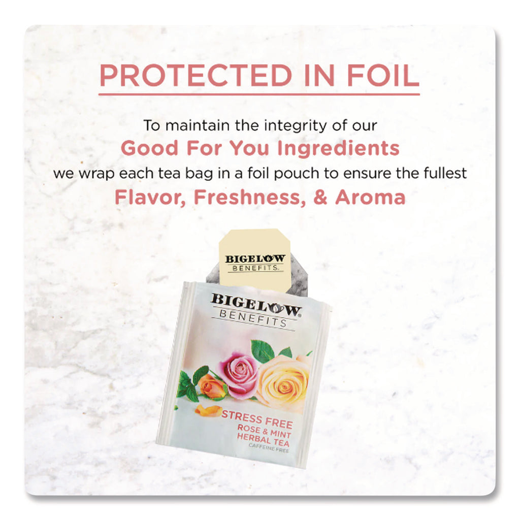 Benefits Rose & Mint Herbal Tea Bags, 0.6 oz Tea Bag, 18/Box