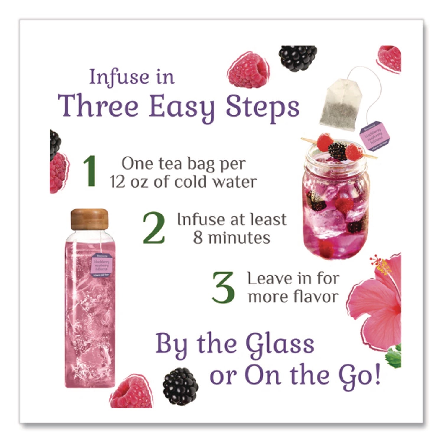 Botanicals Blackberry Raspberry Hibiscus Cold Water Herbal Infusion, 0.7 oz Tea Bag, 18/Box