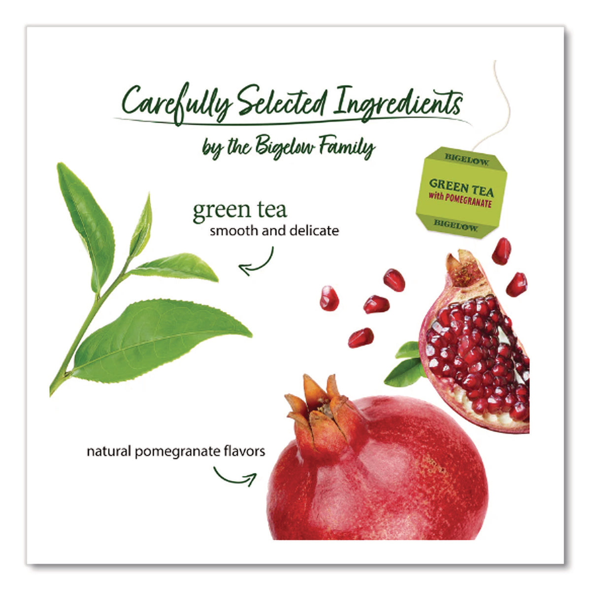 Green Tea with Pomegranate, 0.07 oz Tea Bag, 28/Box