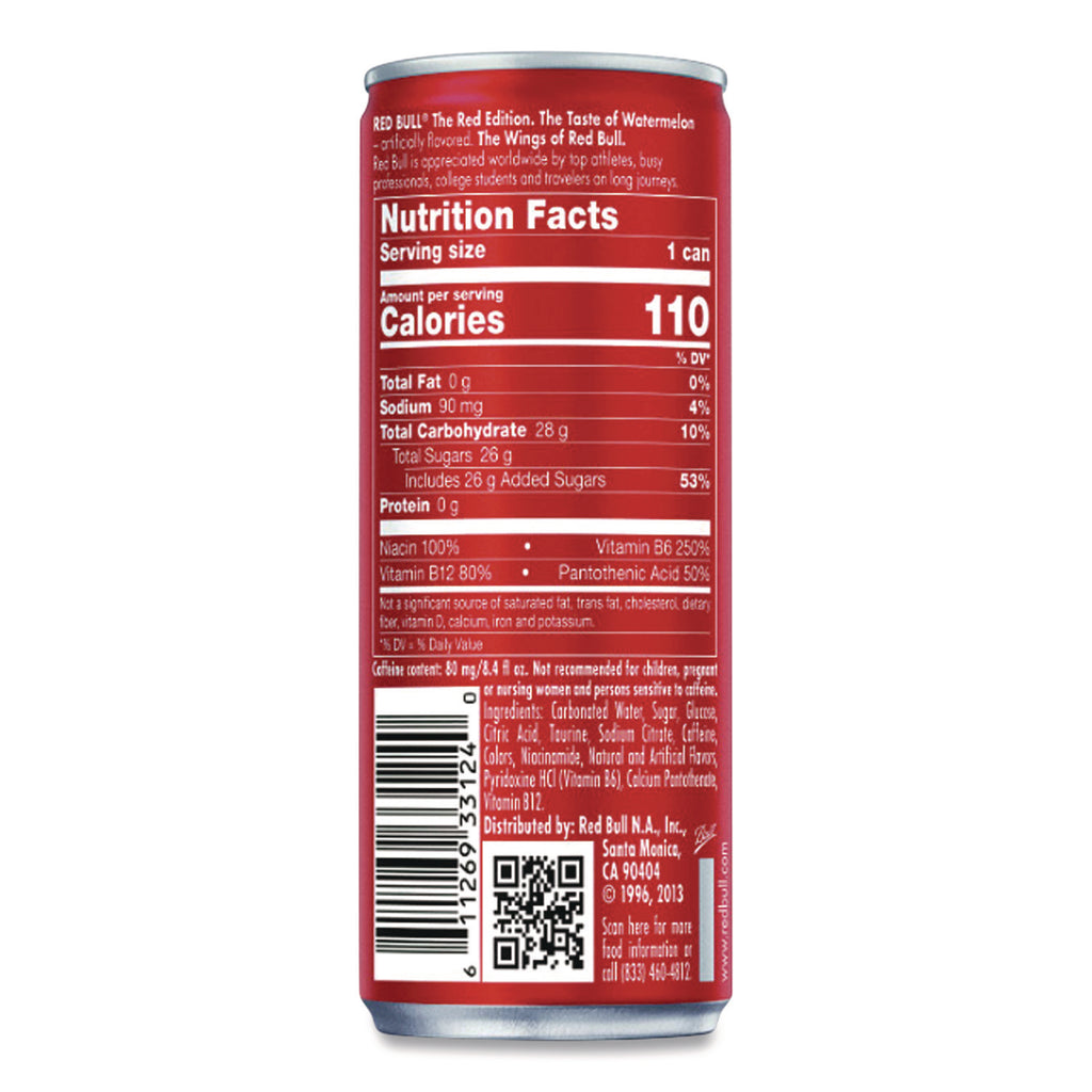 The Red Edition Energy Drink, Watermelon, 8.4 oz Can, 24/Carton