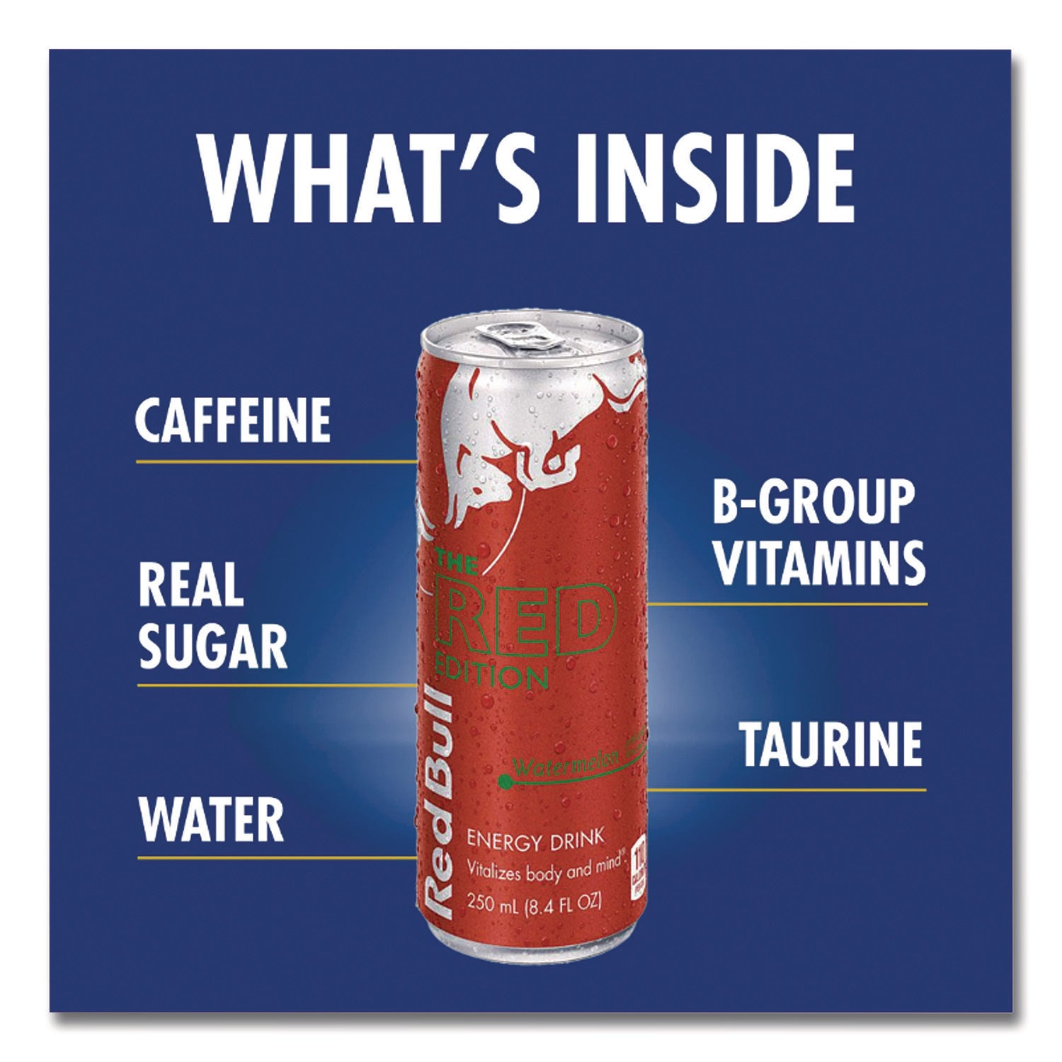 The Red Edition Energy Drink, Watermelon, 8.4 oz Can, 24/Carton